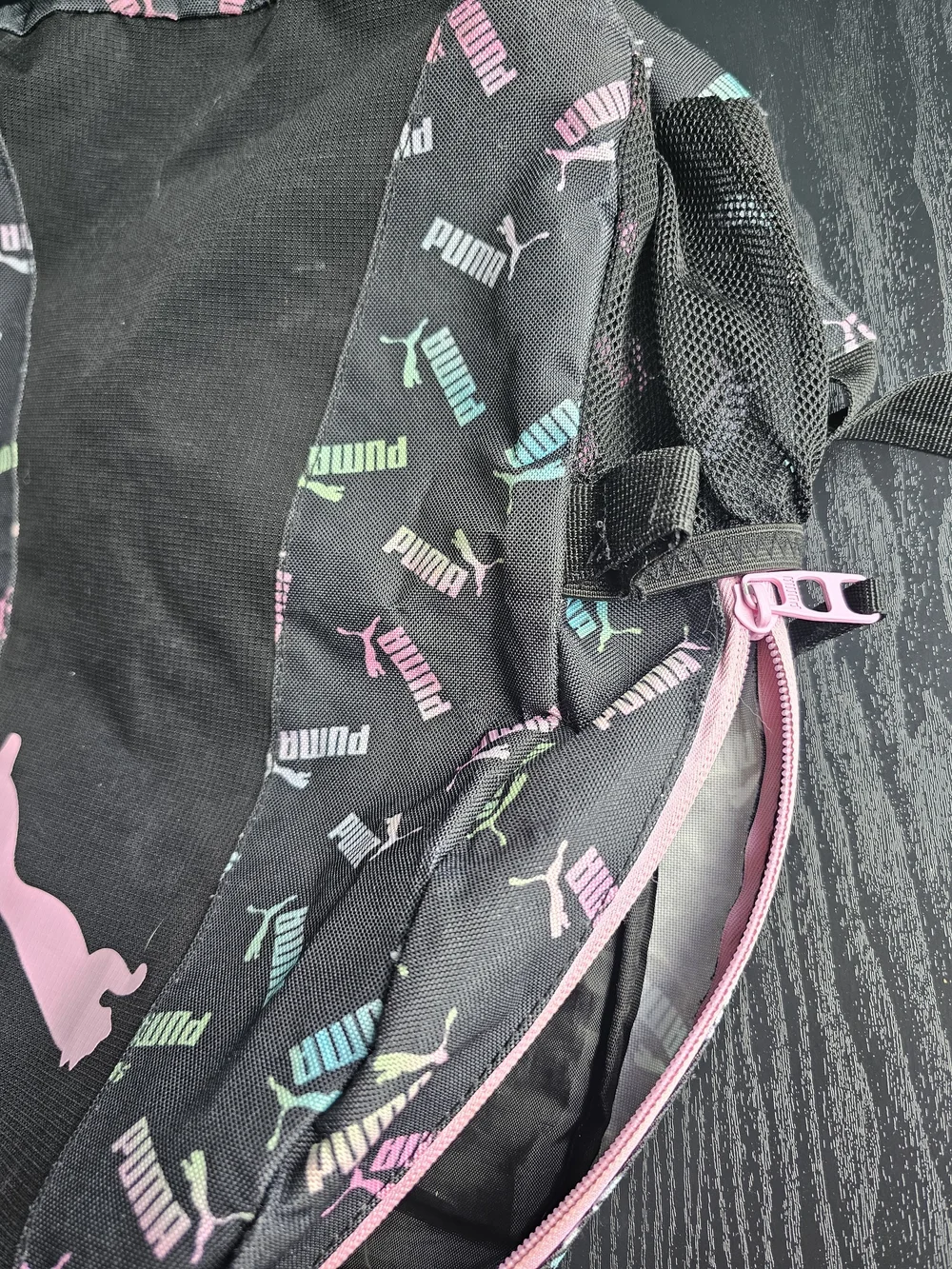 PUMA Black Backpack with Pastel Logo Print OS